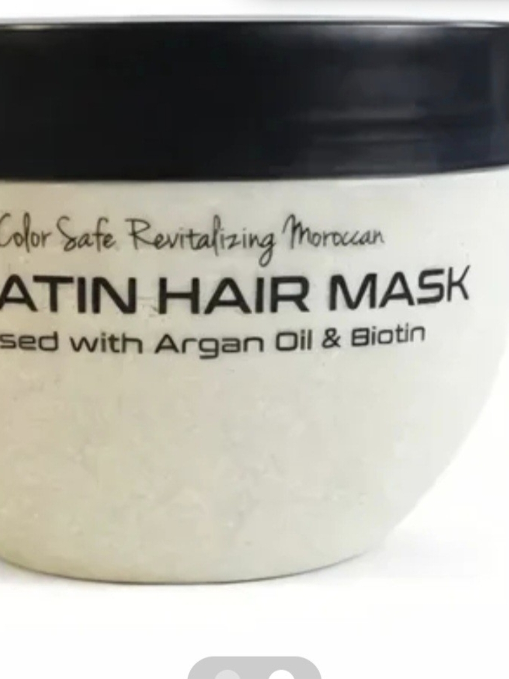 Keratin Satin Hair Mask with Argan Oil & Biotin - White Jar, Black Lid